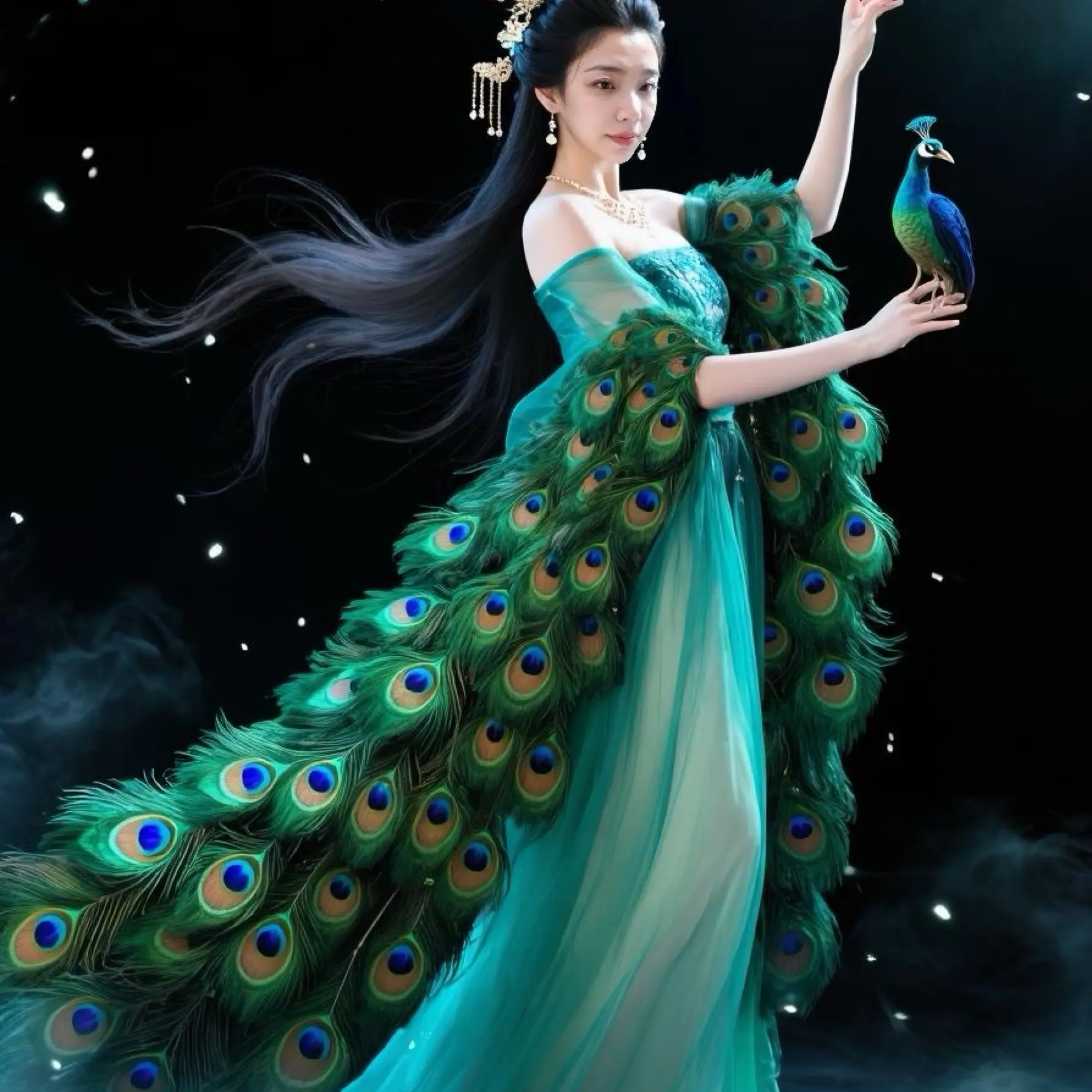 绿色珍珠丝面料摩登舞裙高定款性感修身二婚商品微脏微瑕