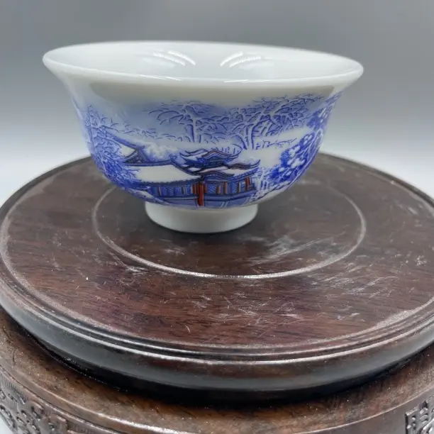 景德镇陶瓷王锡良全手工青花雪景茶杯主人杯收藏摆件
