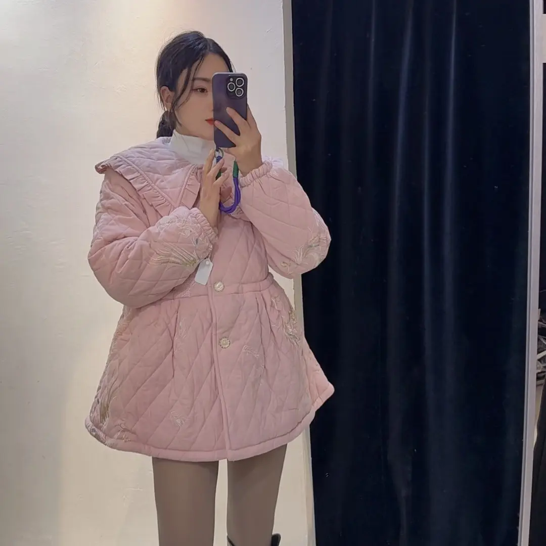 Pinkgrape女士冬季三层夹棉加厚收腰保暖可外穿睡衣