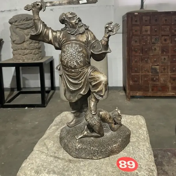 铜镀银钟馗神像摆件适合家居书房办公室装饰