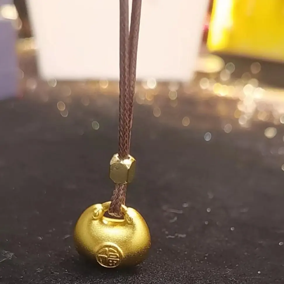 合金吊坠 铜合金金色实心大号胖福吊坠编织绳项坠时尚精美