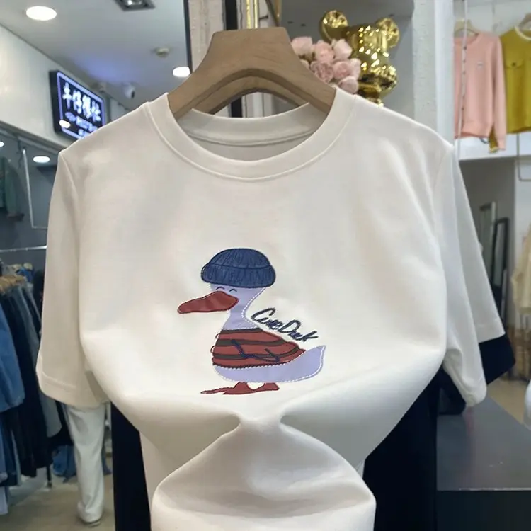 青婉家卡通动漫圆领短袖T恤ins卡通洋气百搭休闲短袖