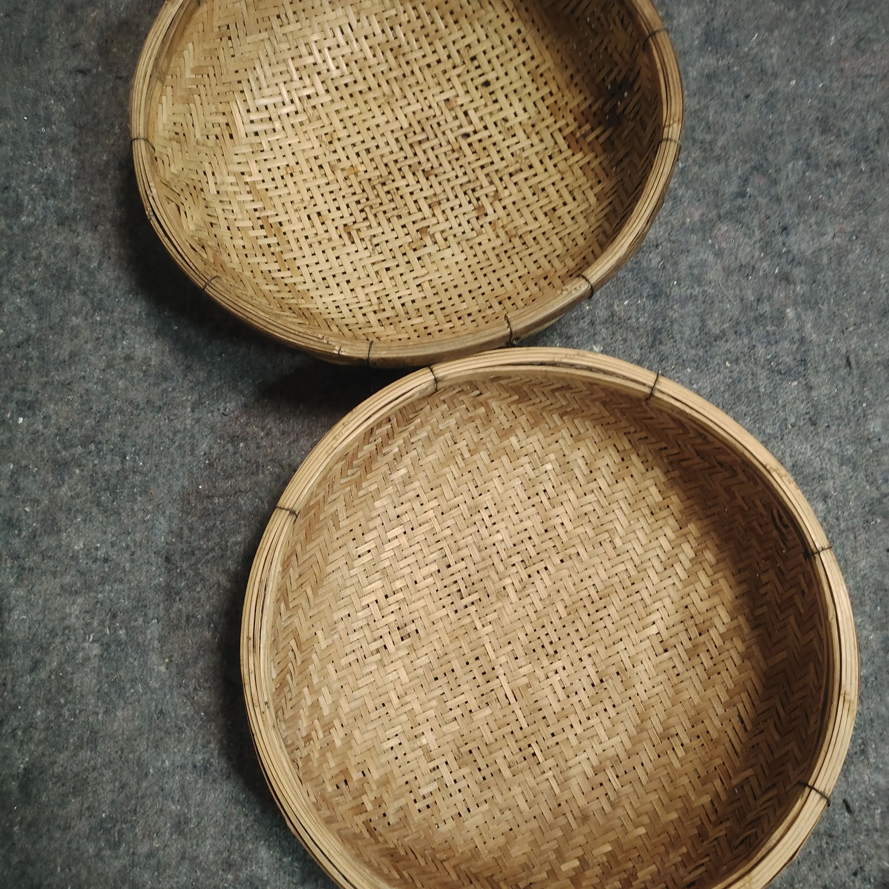 竹编圆形有孔无孔簸箕筛子农家手工编制品家用收纳洗菜晾晒竹筐