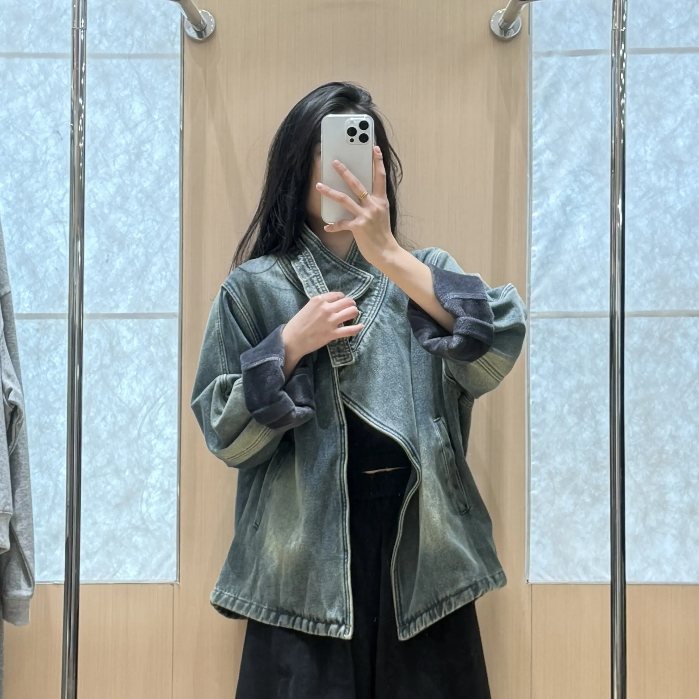 韩系复古做旧牛仔宽松短款秋冬外套百搭小众上衣