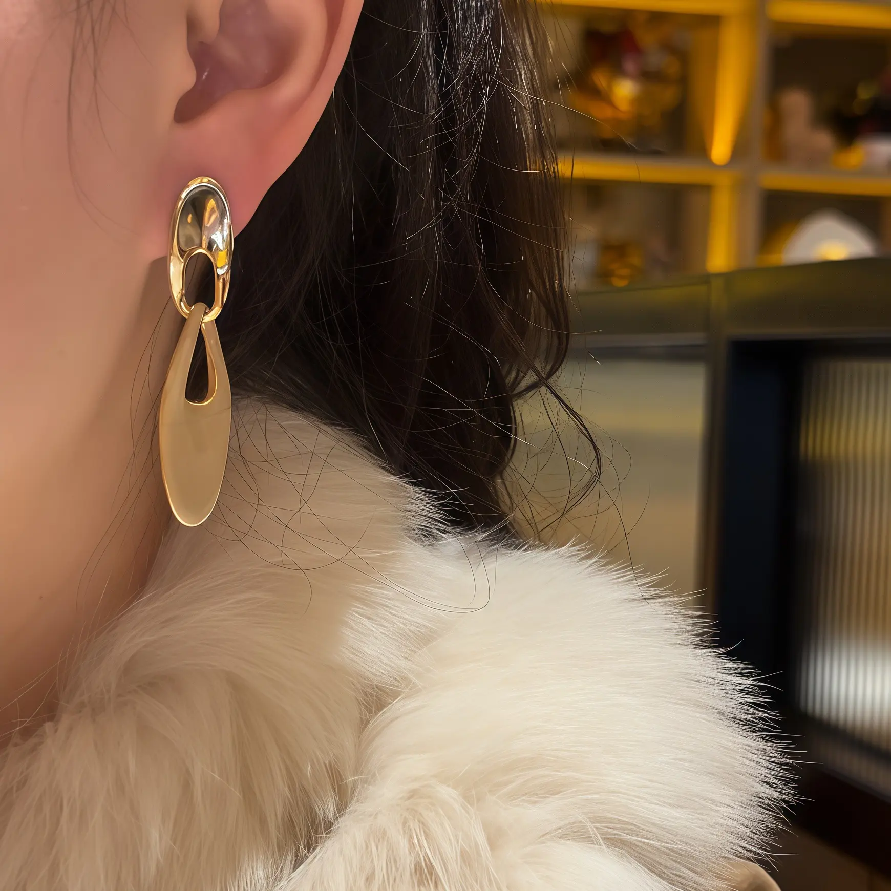 铜合金耳饰  夸张金属冷淡风大耳环气质高级感时尚百搭