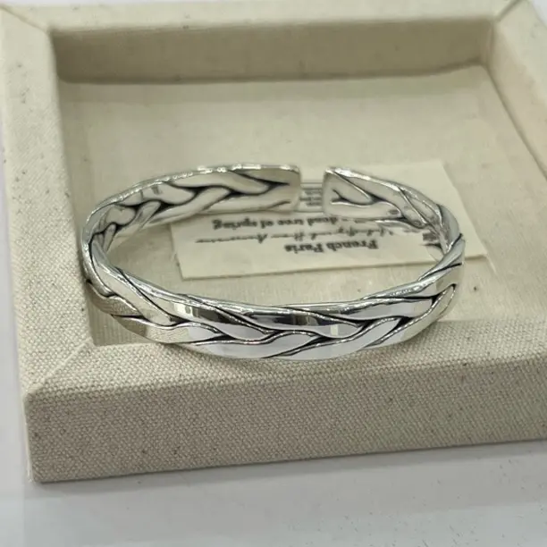 足银手镯 手工麻花复古开口镯情侣小众轻奢百搭男女款40.14克