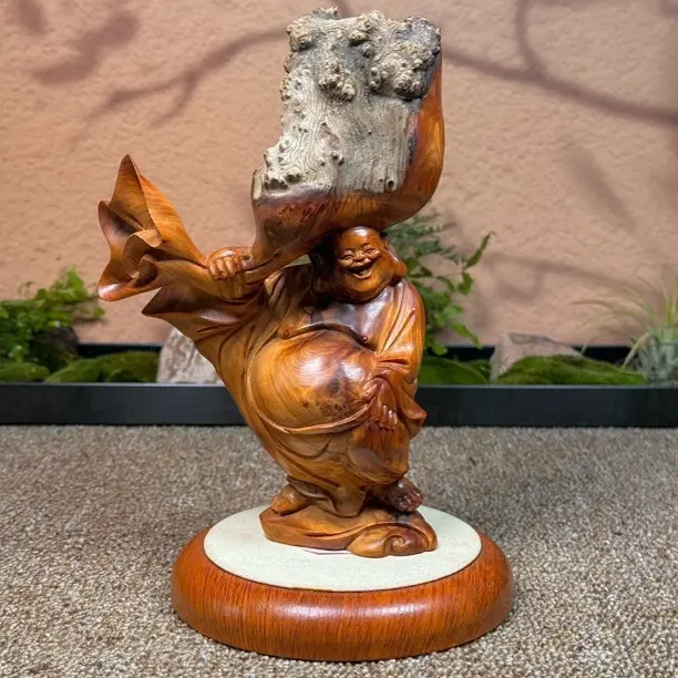 花梨木雕刻钟馗像天然随型摆件木雕工艺品