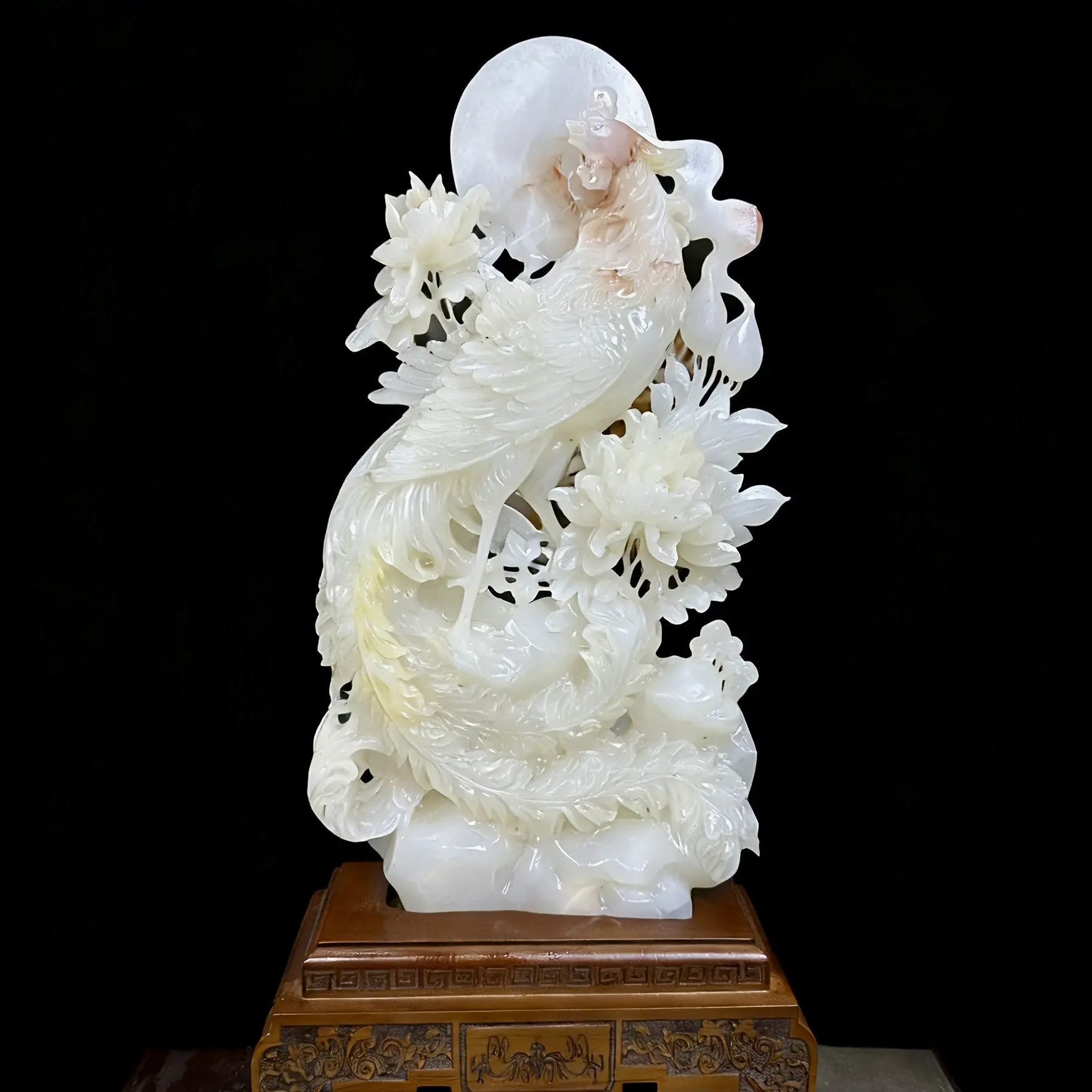 家居客厅玄关新中式凤凰雕刻乔迁开业送礼佳品办公室摆设