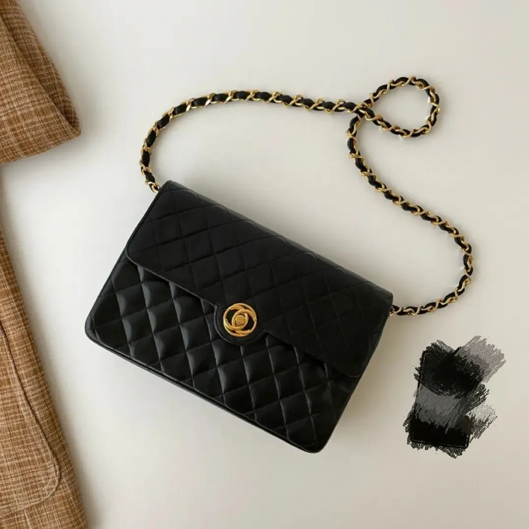 95新 Chanel/香奈儿 香奈儿chanel黑金圆环书包扣链条包