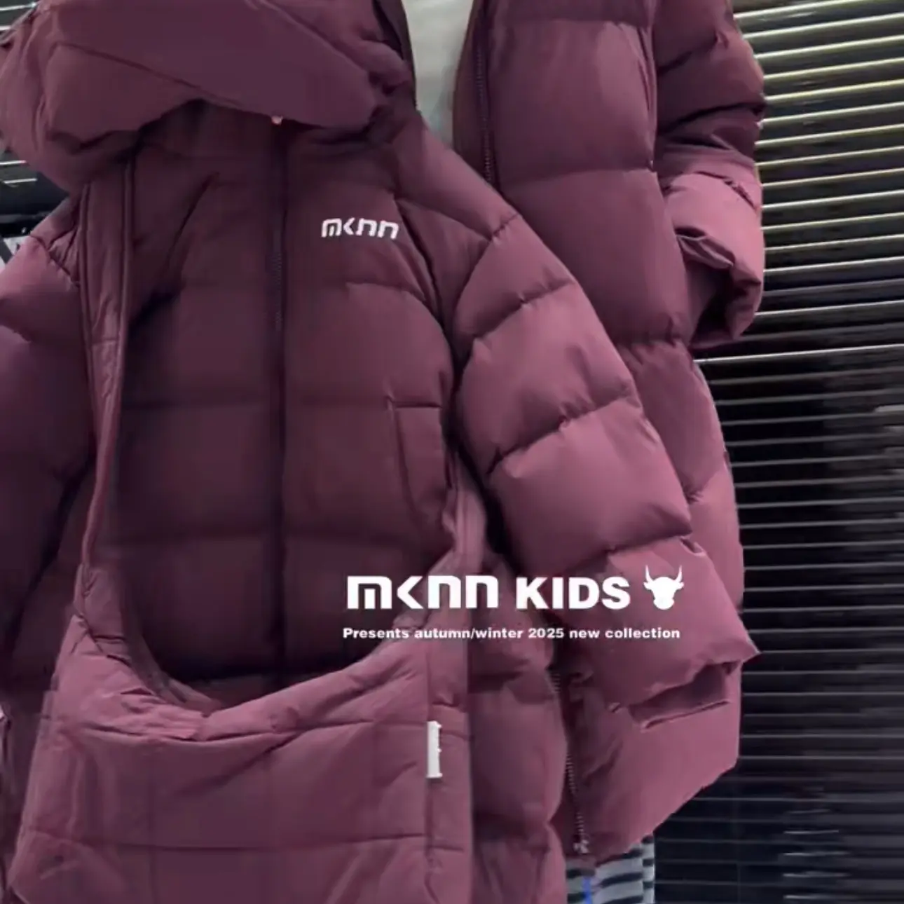 男女童韩版连帽中长款白鸭绒加厚保暖冬季洋气紫色