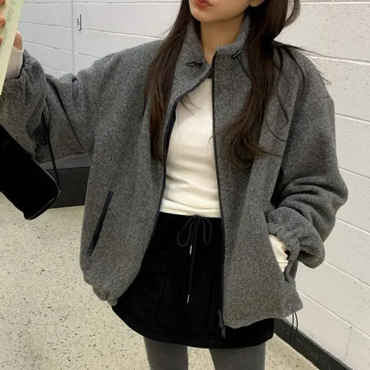 No退No换东大门女装2025新款韩系双面摇粒绒立领保暖外套女524b