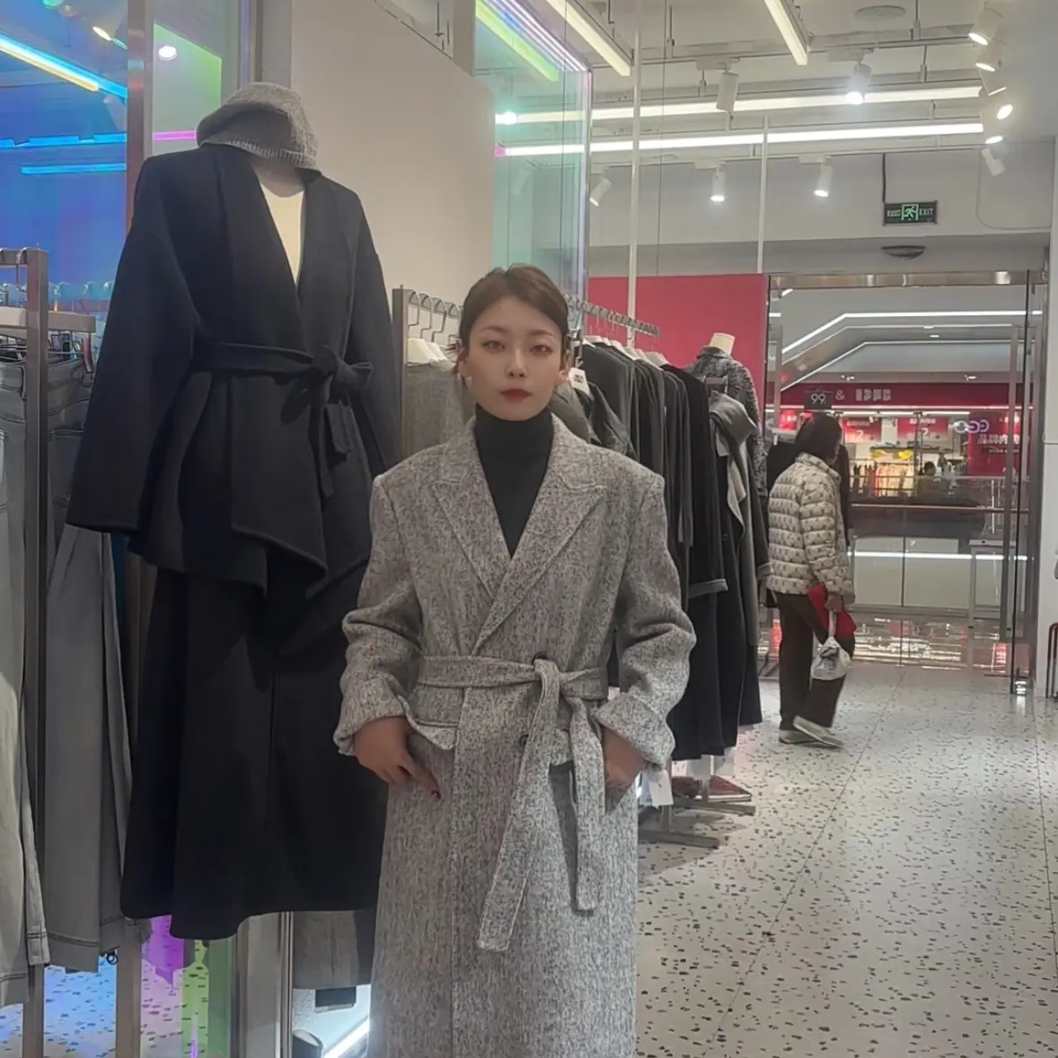 【S222】秋冬清冷气质混纺长款羊毛大衣