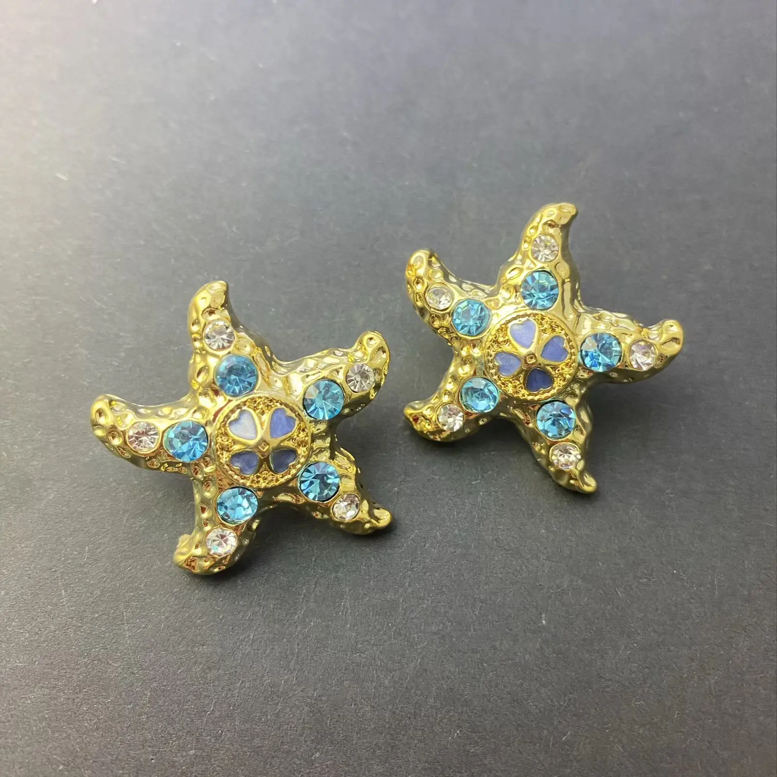 铜合金耳饰 铜合金复古个性海星造型轻奢电镀耳钉