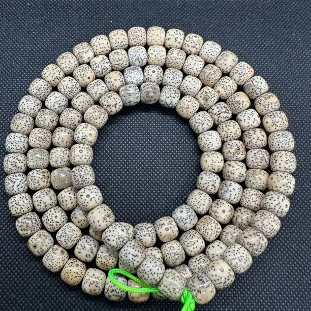 10*9海南料原生态石玉料老型桶珠正月108➕12颗备籽长串脖挂