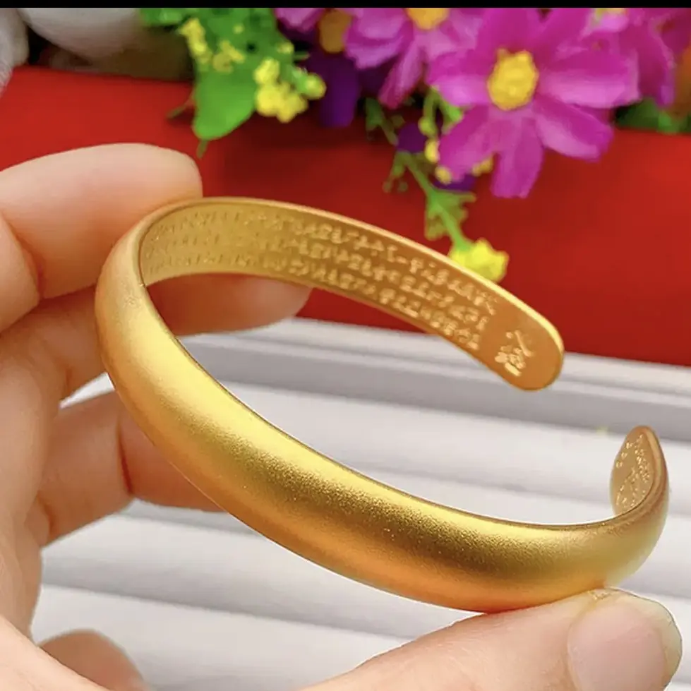 手镯 新中式经典百搭古法心经开口手镯简约时尚不掉色