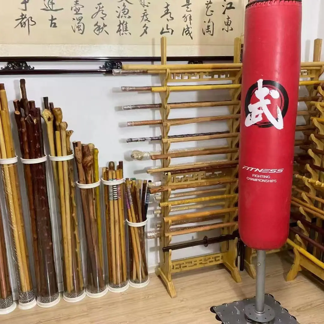 绿檀紫光檀整木一体健身防身太极棍精抛光打磨手感温润