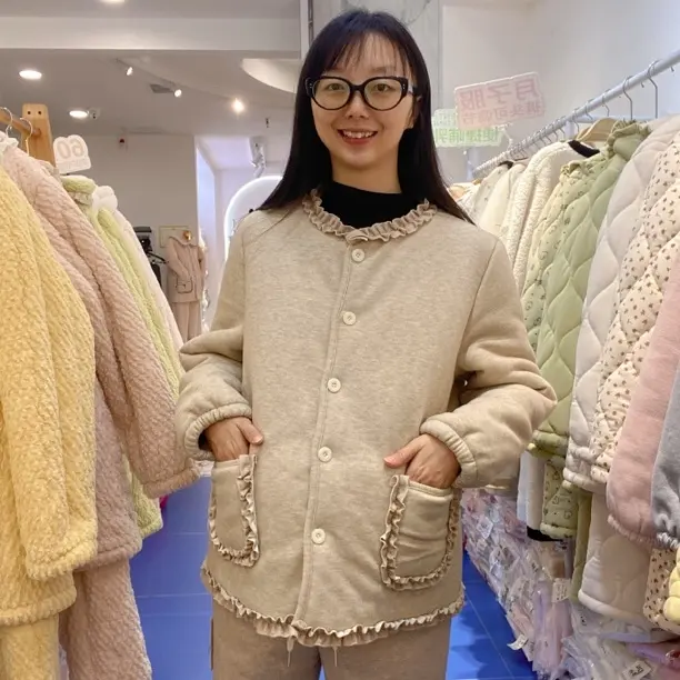 加厚加绒保暖夹棉孕妇睡衣省服月子服女士睡衣冬季可外穿家居服