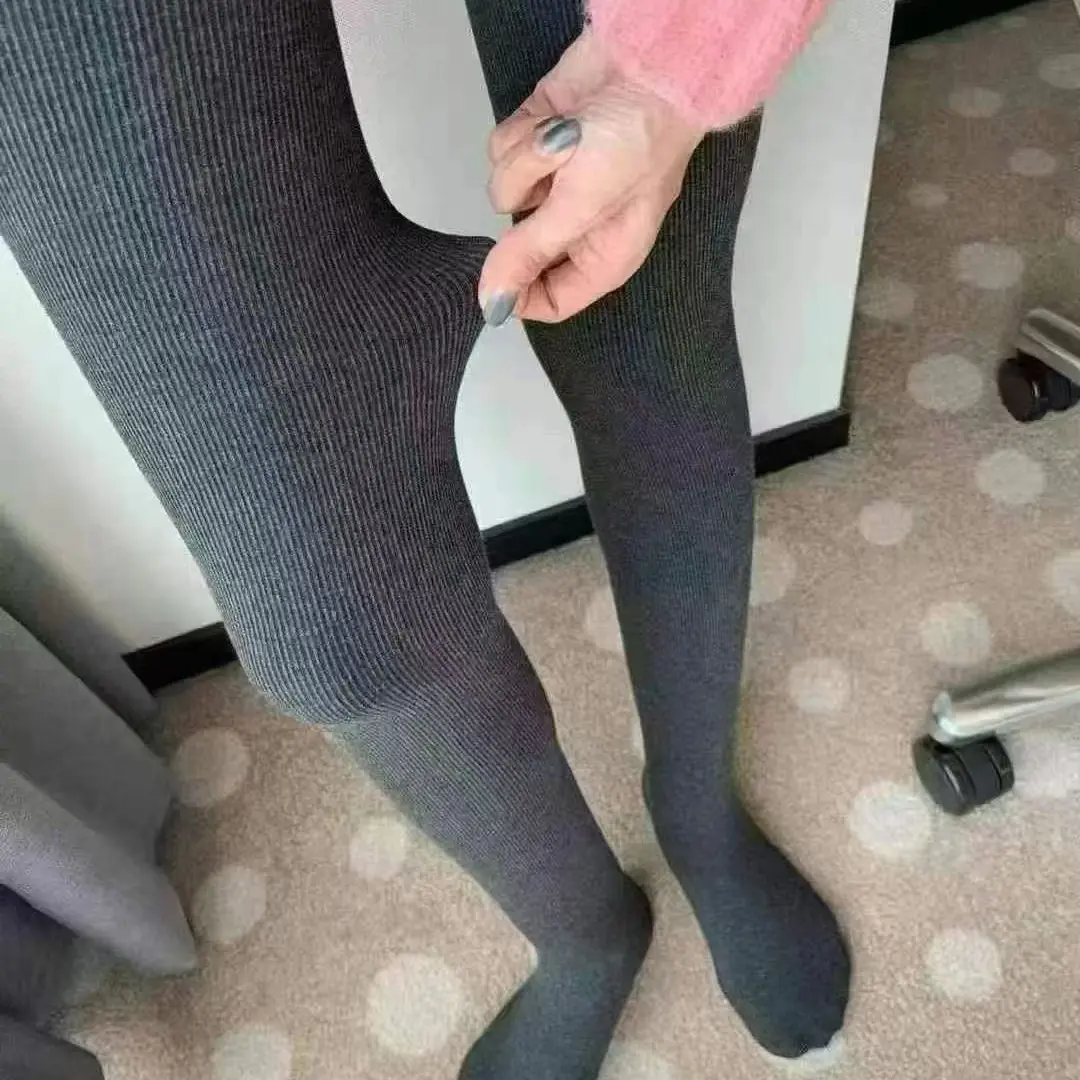 欣欣.同款竖条纹加绒打底裤显瘦塑型强压收腹连裤袜