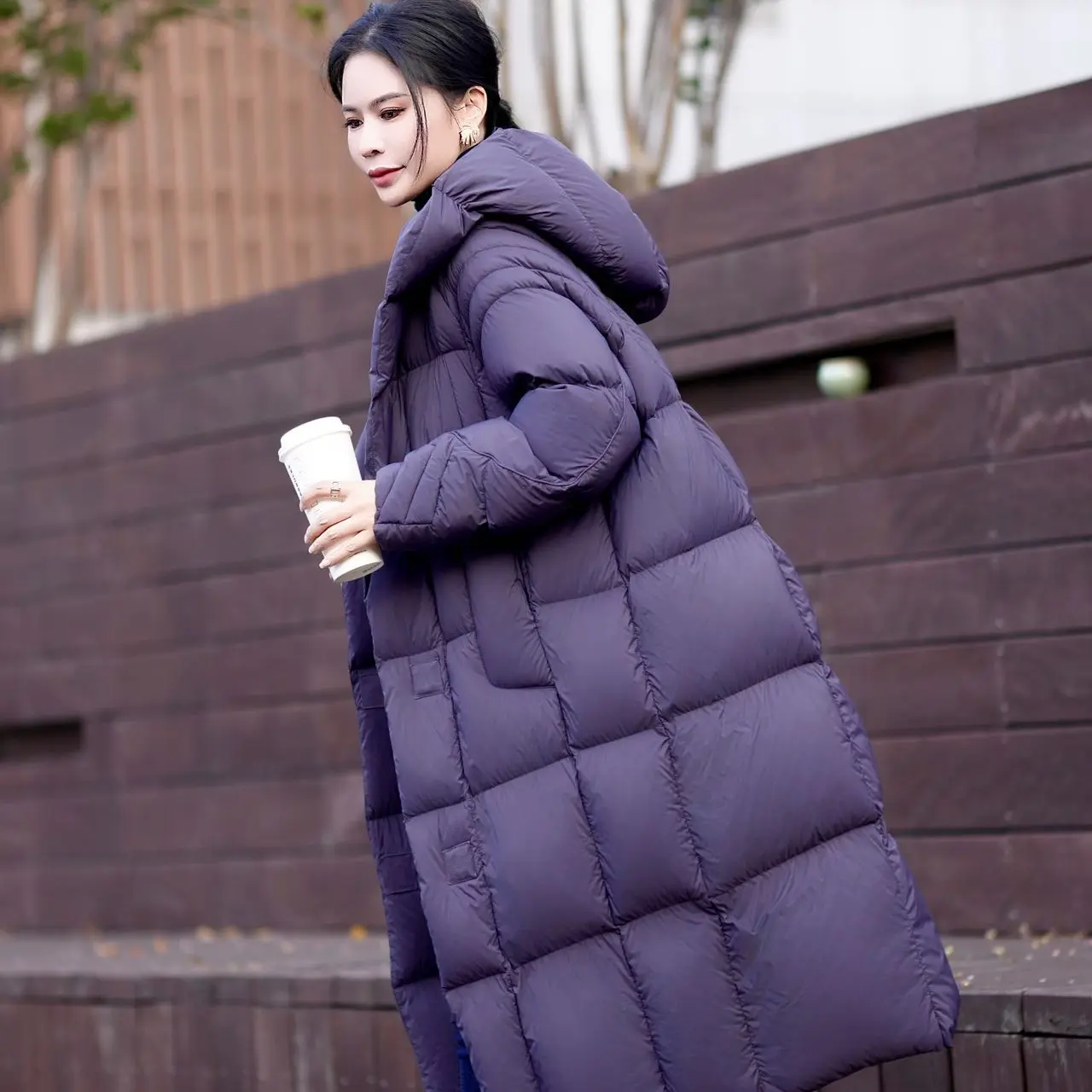 插肩袖极简风长款连帽保暖优等品合格品