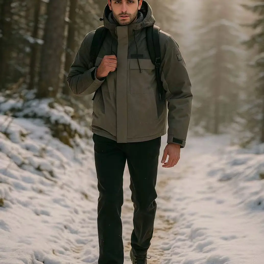 冬季男士户外机能耐磨防风防水短款白鹅绒保暖羽绒服