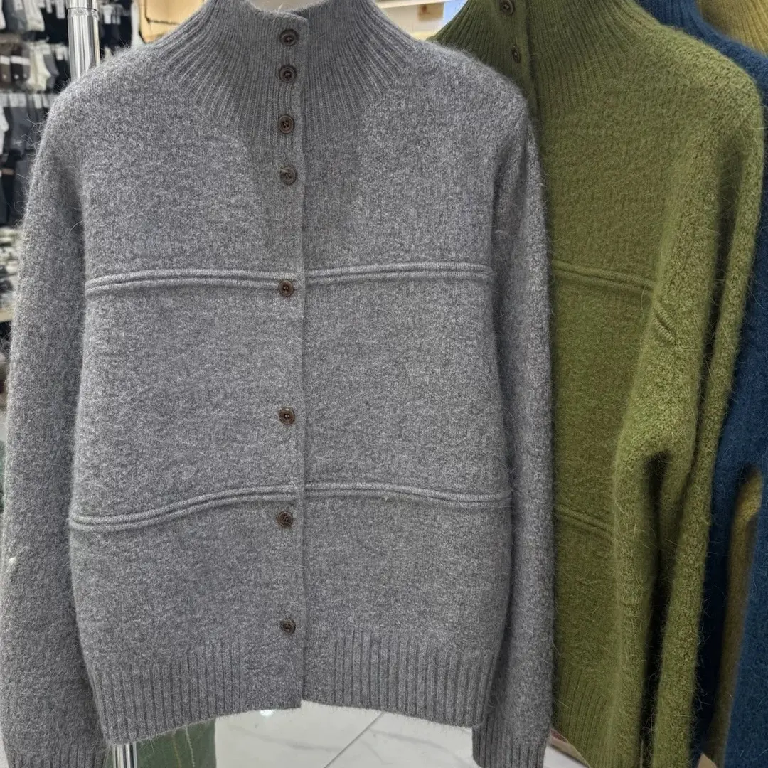 立领可翻领毛针织开衫女秋冬韩版高级感气质百搭宽松显瘦毛衣外套