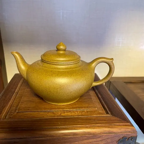 全手工制作原矿黄金段泥古法烧笑樱壶280cc宜兴紫砂壶