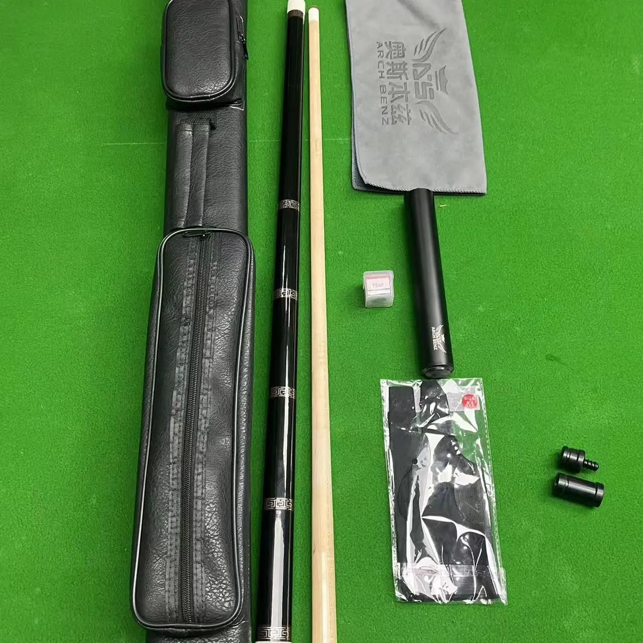 中式黑八分体大头台球杆黑檀镶嵌枫木前肢皮革握把手工杆黑科技