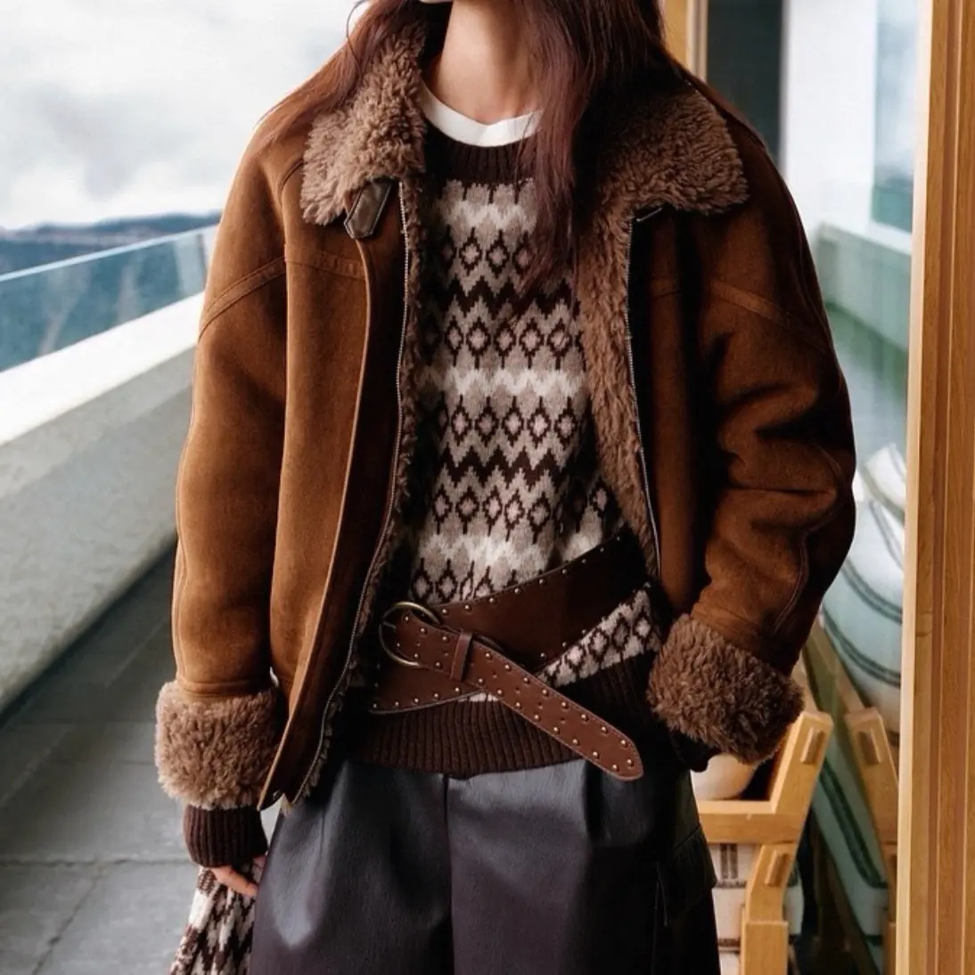 【丹丹】CC+混纺休闲加厚保暖翻领短款夹克马甲外套秋冬季新款2746