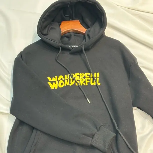 美式复古连帽卫衣带帽男大童秋冬季创意印花加绒加厚宽松ins上衣