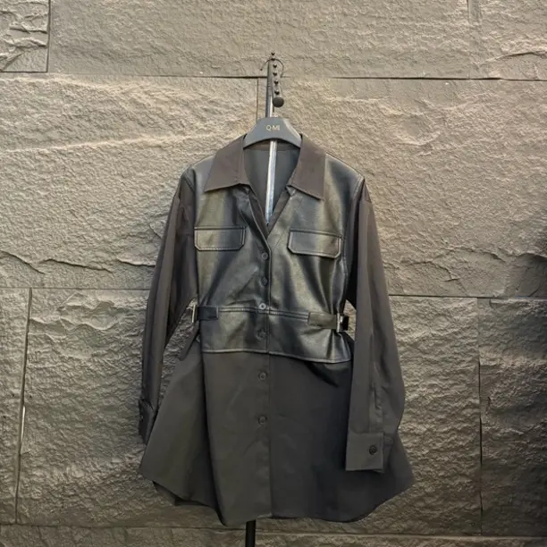 QMI原创轻奢设计宽松腰部系带衬衫Q0125