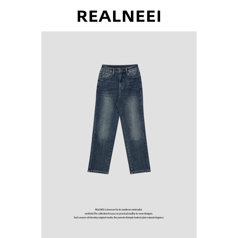 【冉冉Rran】“进口棉”极简牛仔裤猫须重工洗水搭配刚需03786