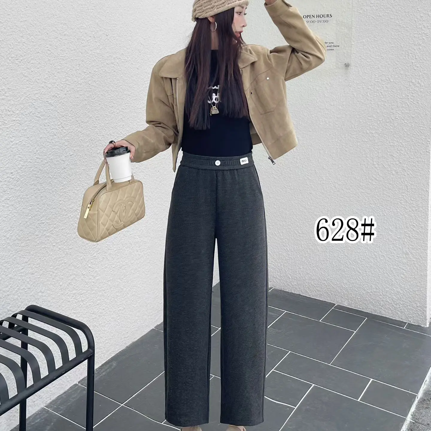 628冬季新款羊绒九分直筒裤90裤长