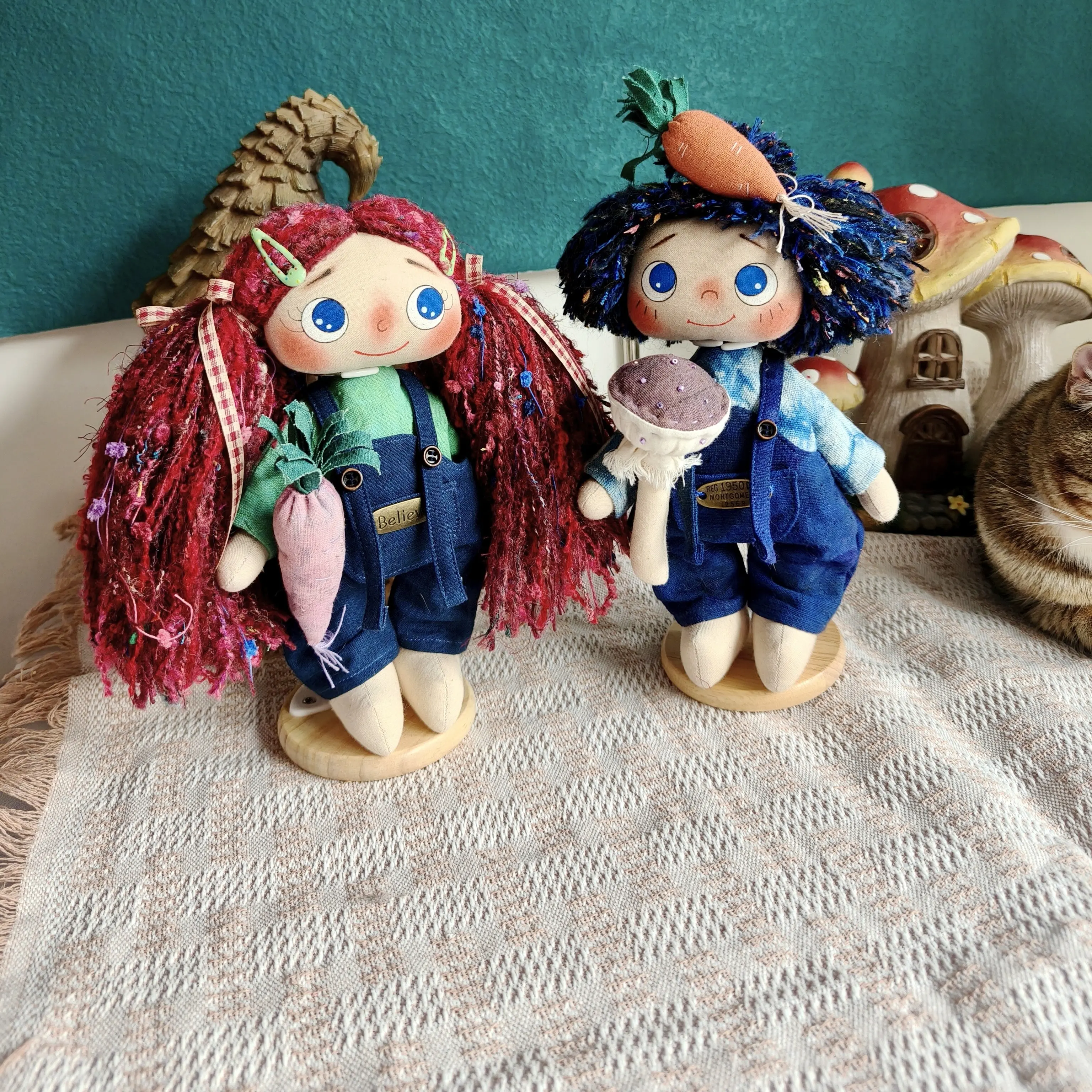 拍前请咨询，手作布艺玩偶文艺兔兔男孩系列，送礼自用皆