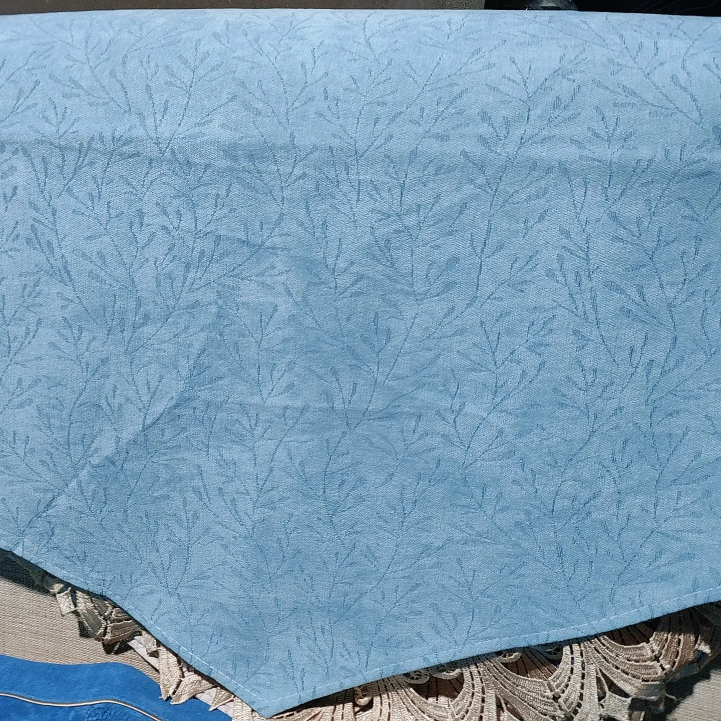 雪尼尔小竹叶沙发巾，浅蓝