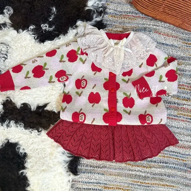 男女童秋冬新款针织加绒加厚百搭开衫毛衣外套