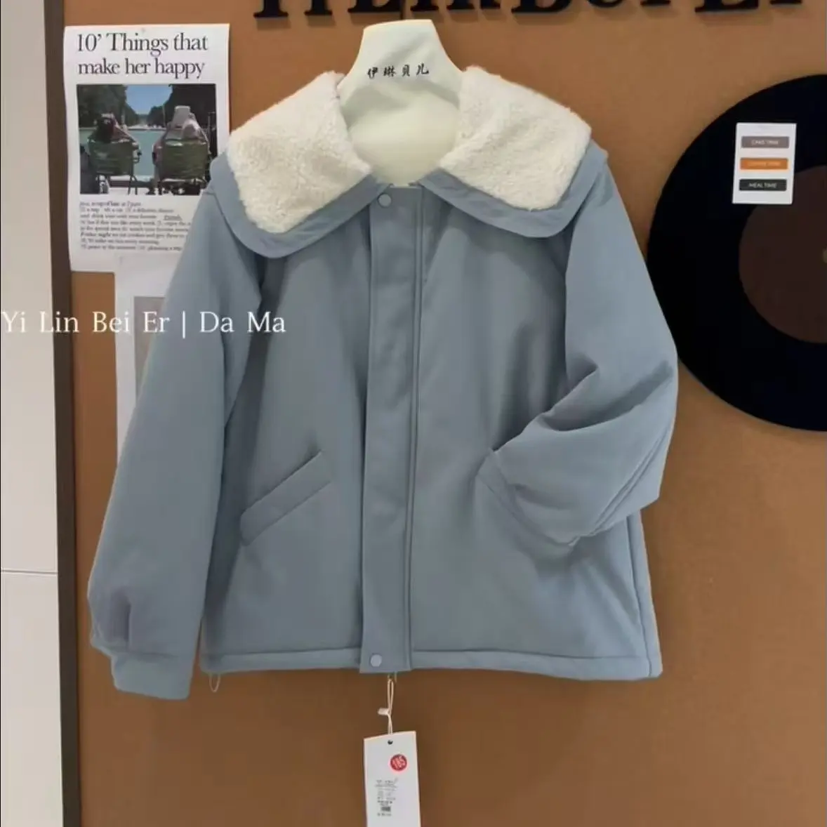 55253新款韩版毛领宽松显瘦冬季加绒短款外套