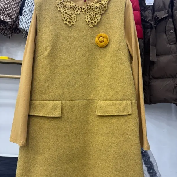 蕾丝拼接长袖背心裙两件套秋冬季气质优雅显瘦打底连衣裙套装