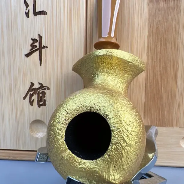 致敬鸡毛金鱼河豚金色喷砂石楠木手工烟斗