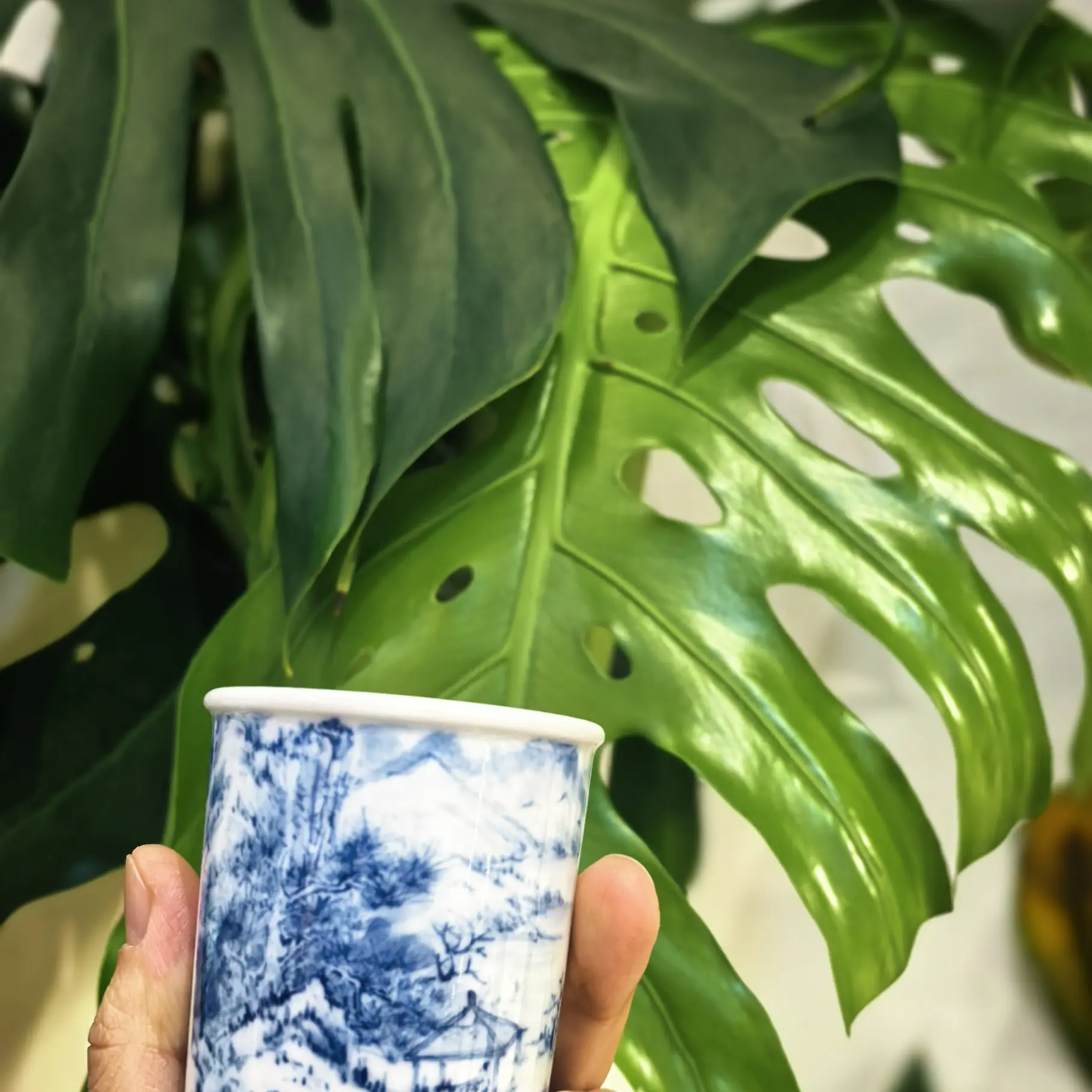 青花喜上眉梢茶具釉下彩纯手工