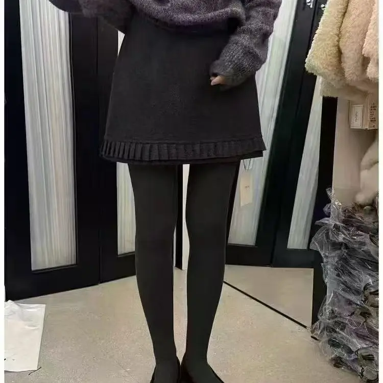 韩系毛呢高腰显瘦A字秋冬半身短裙