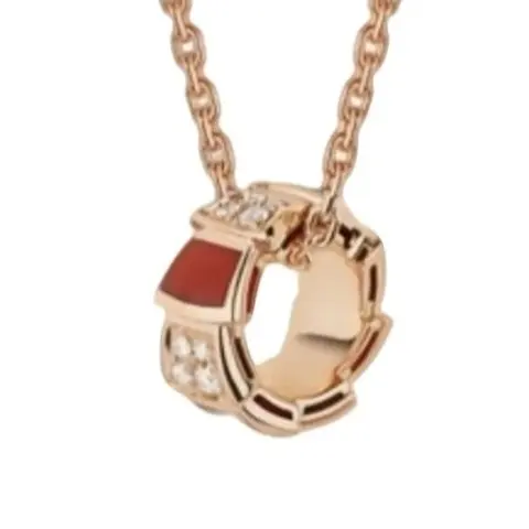 99新 BVLGARI/宝格丽  宝格丽项链带钻红色灵蛇时尚轻奢气质