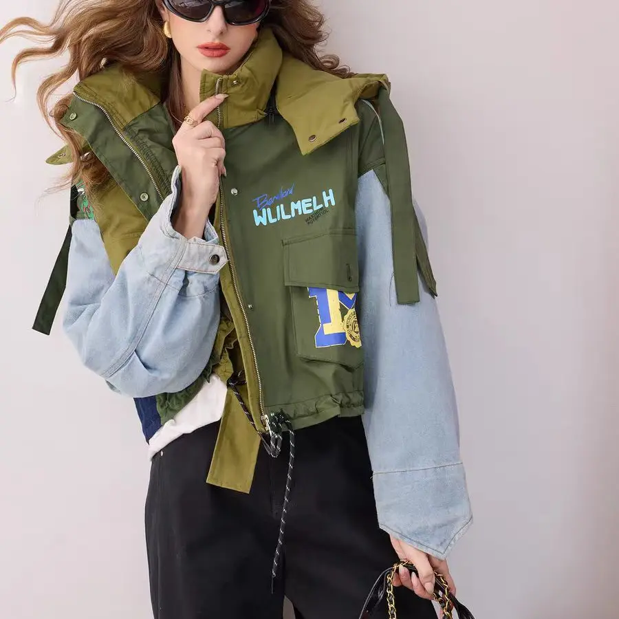 2025保暖羽绒白鸭绒工装宽松显瘦夹克欧货短款外套