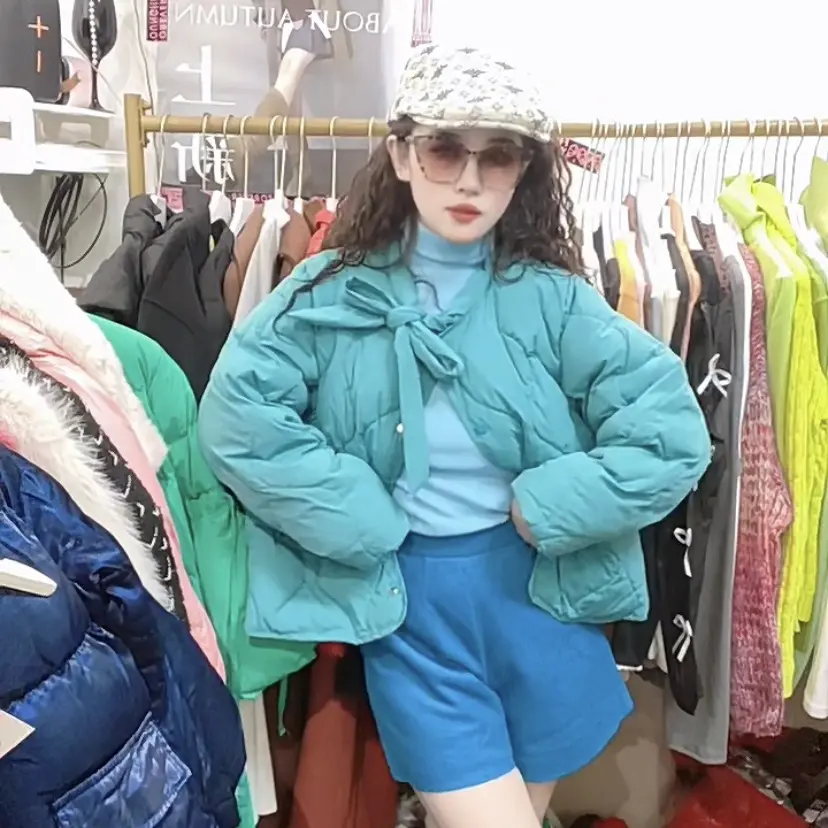 冬季新款复古洋气减龄纯色短款保暖厚款休闲气质棉服