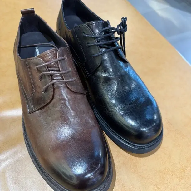 头层牛皮男士商务正装皮鞋真皮舒适百搭复古圆头软底耐磨男鞋