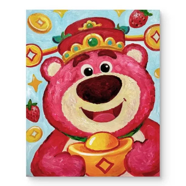草莓熊丙烯画装饰画室内