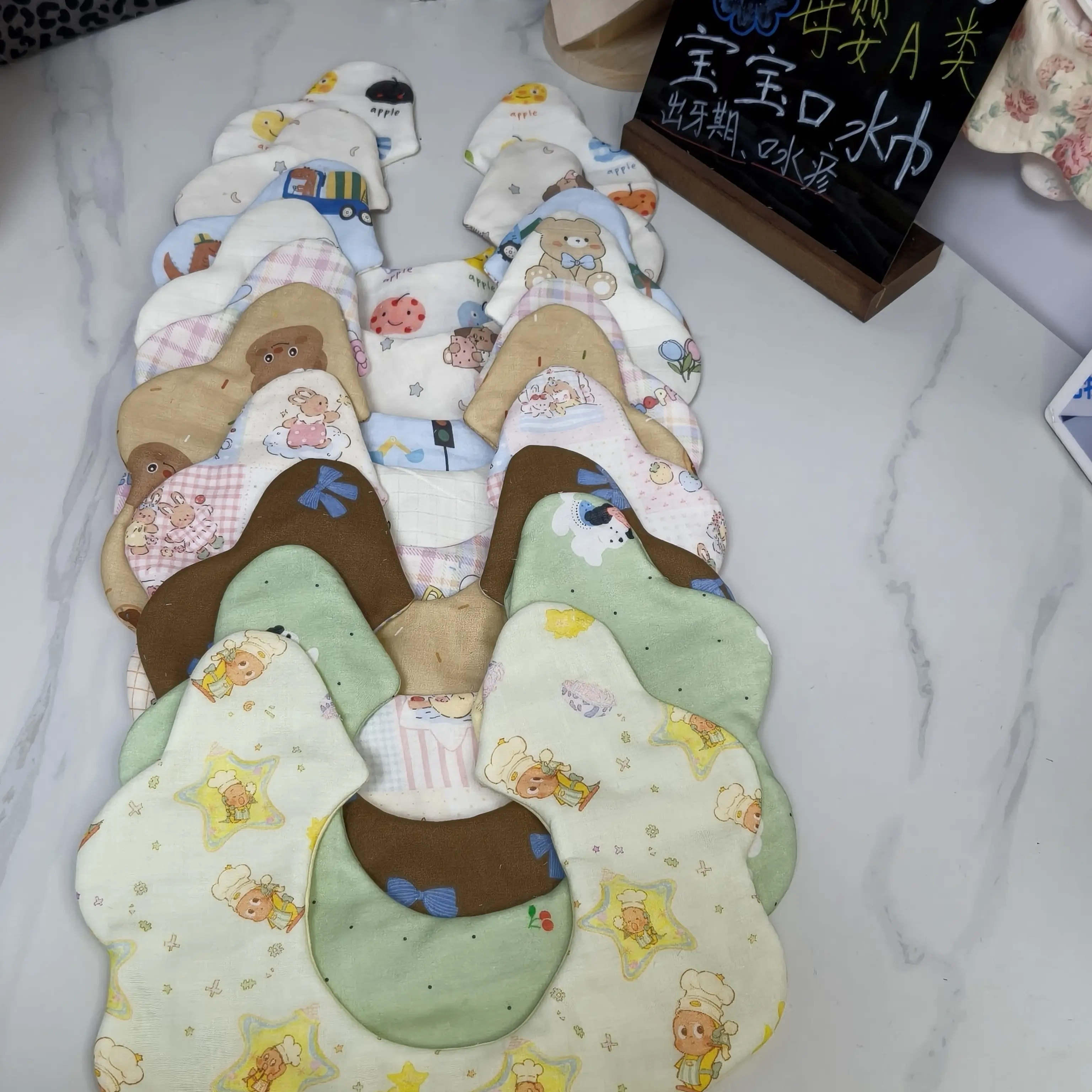 （直播间福利款）纯棉双层纱婴儿花瓣口水巾纯手工自制 no退no换