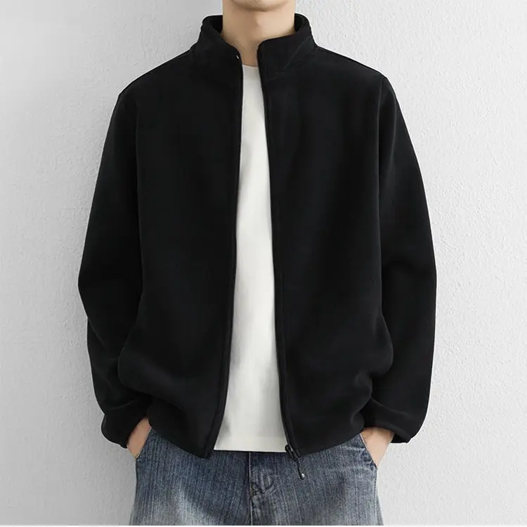 秋冬季男士加厚保暖立领奥粒绒双面绒开衫休闲外套保暖卫衣潮