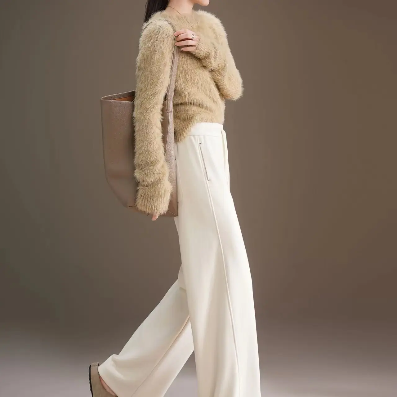 【春夏秋冬】加厚高腰显瘦醋酸糯米阔腿休闲裤