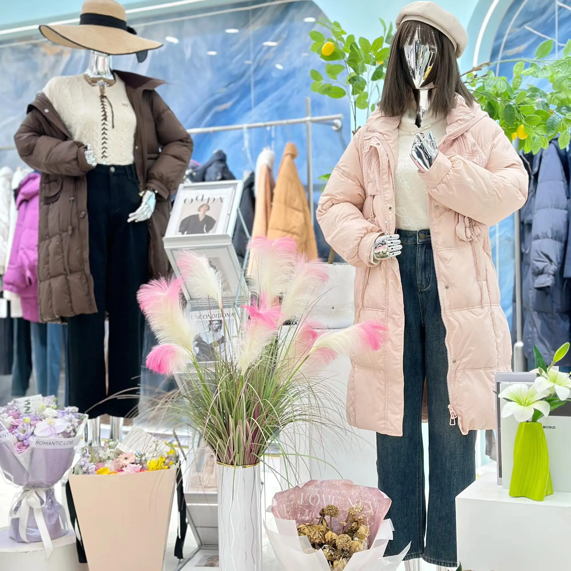 白色女中长款冬季新款保暖加厚鸭绒连帽宽松纯色时尚