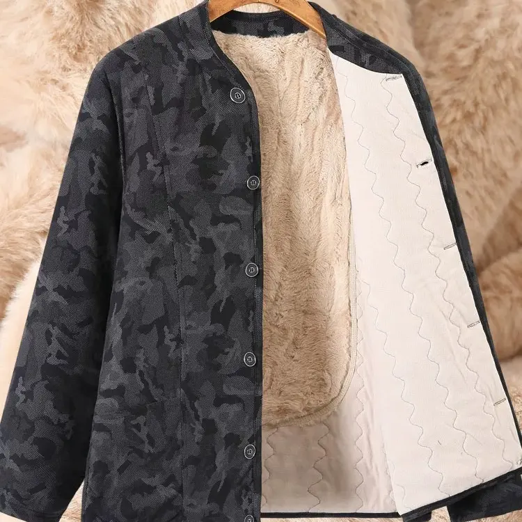 中老年爸爸款男士加绒加厚保暖舒适立领棉衣